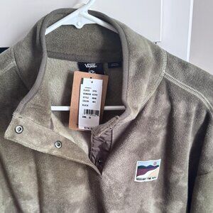 VANS OFF THE WALL Mens OLIVE GREEN fleece snap/pullover long sleeved SM Jacket U